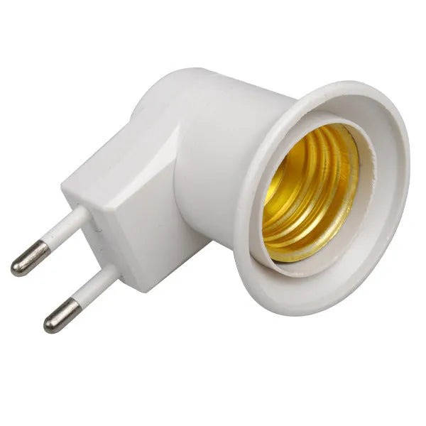 White wall plug-in screw lamp holder with switch for E27 bulbs, 250V maximum voltage