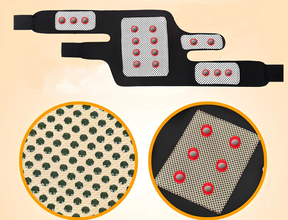 Tourmaline self-heating knee support brace with adjustable straps and magnetic therapy elements for joint comfort