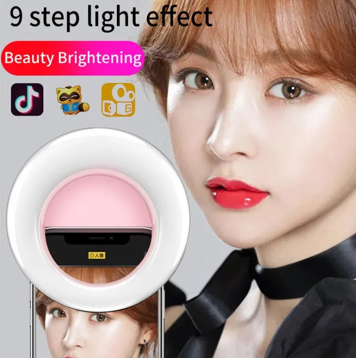 WQ-20 rechargeable LED self-timer fill light, 80mm round, stepless dimming, green or pink