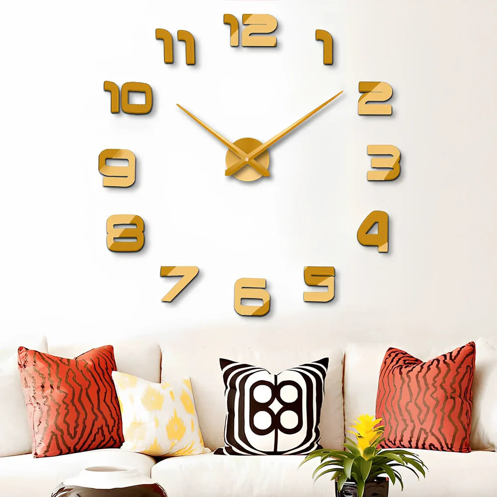 25-inch black solar wall clock with laser-engraved numbers and European round design