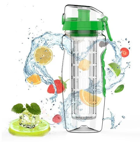 Premium fruit-infused water bottle with removable fruit holder, leak-proof design, and versatile color options for healthy hydration on the go