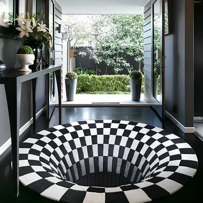 Rectangular geometric pattern carpet in machine-woven construction for living room floor protection