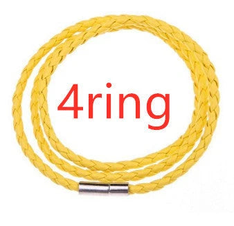 Personalized men's braided leather bracelet with stainless steel beads and custom name charm