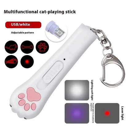 Infrared rechargeable pet laser toy projecting cat footprints pattern in blue colour