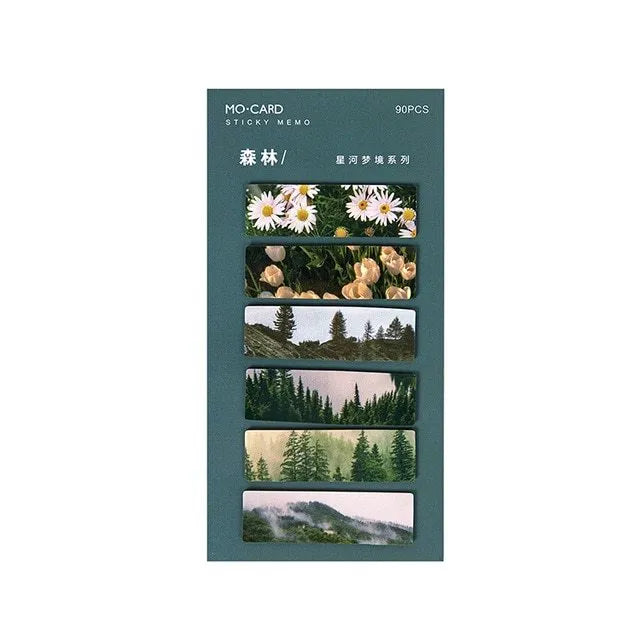 Night sky star index post-it notes set showing six celestial colour variations
