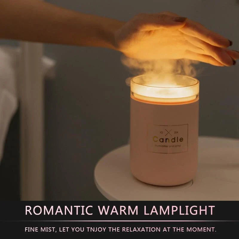 Compact USB-powered humidifier with adjustable mist output and soothing nightlight for creating a relaxing atmosphere in any room