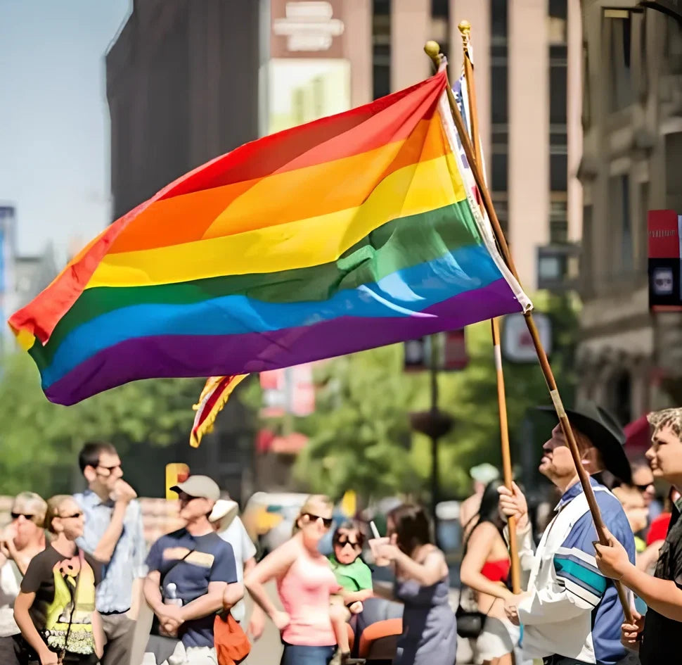 Pride LGBT rainbow flag 90x150cm with double-sided printing showing vivid colours