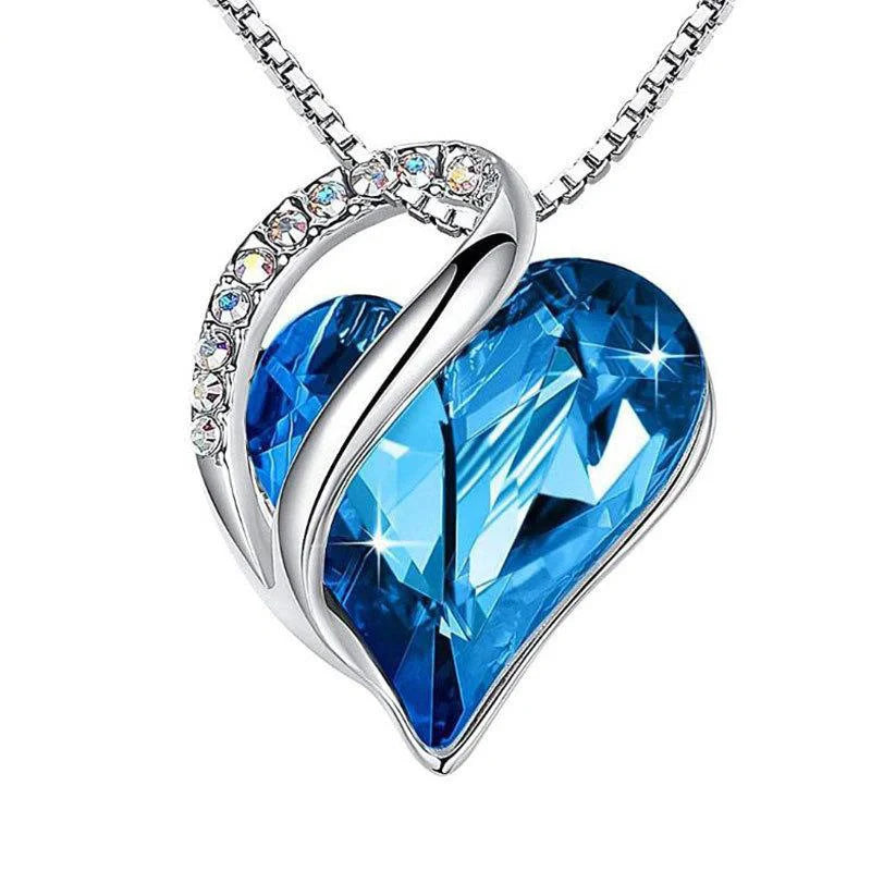925 silver heart-shaped geometric necklace for women in various colors