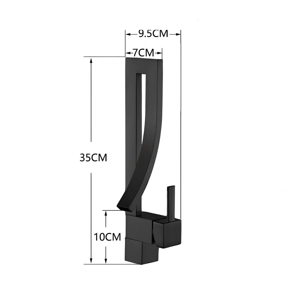 Black basin faucet with waterfall electroplating finish for kitchen bathroom use