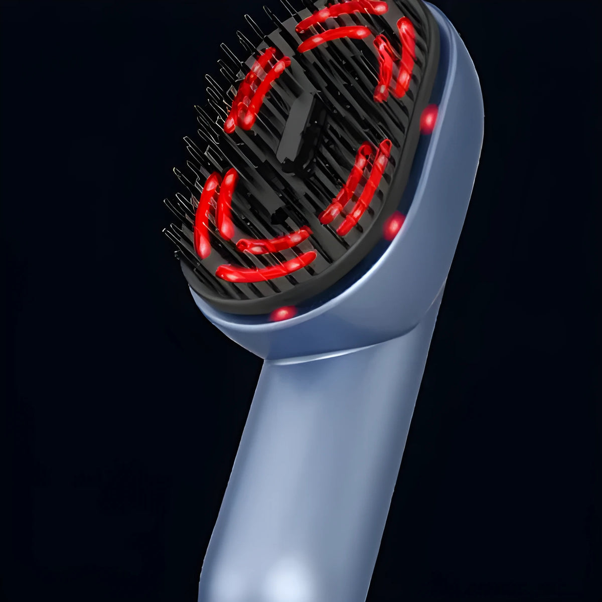 Atomized massage comb with USB-C charging port and three vibration settings for scalp massage