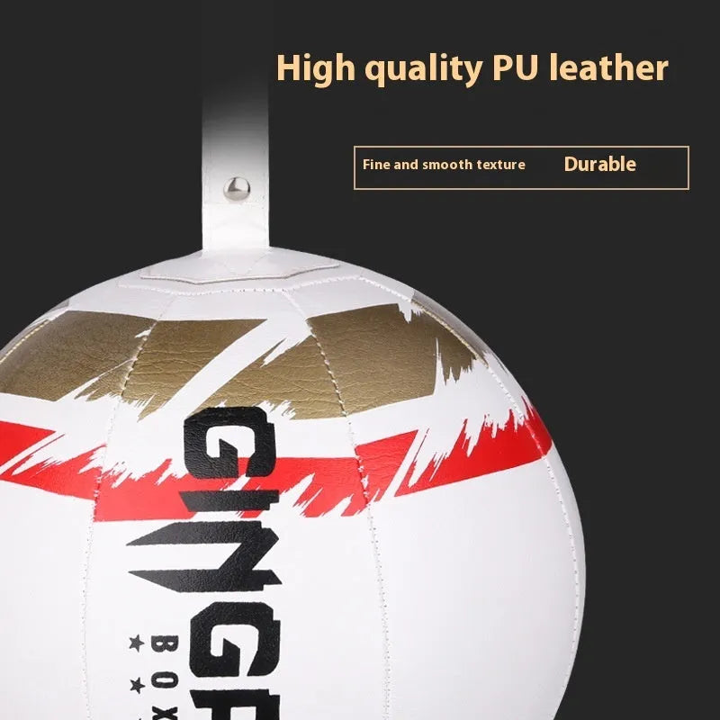 Black hanging speed ball for boxing reaction training with adjustable height mechanism