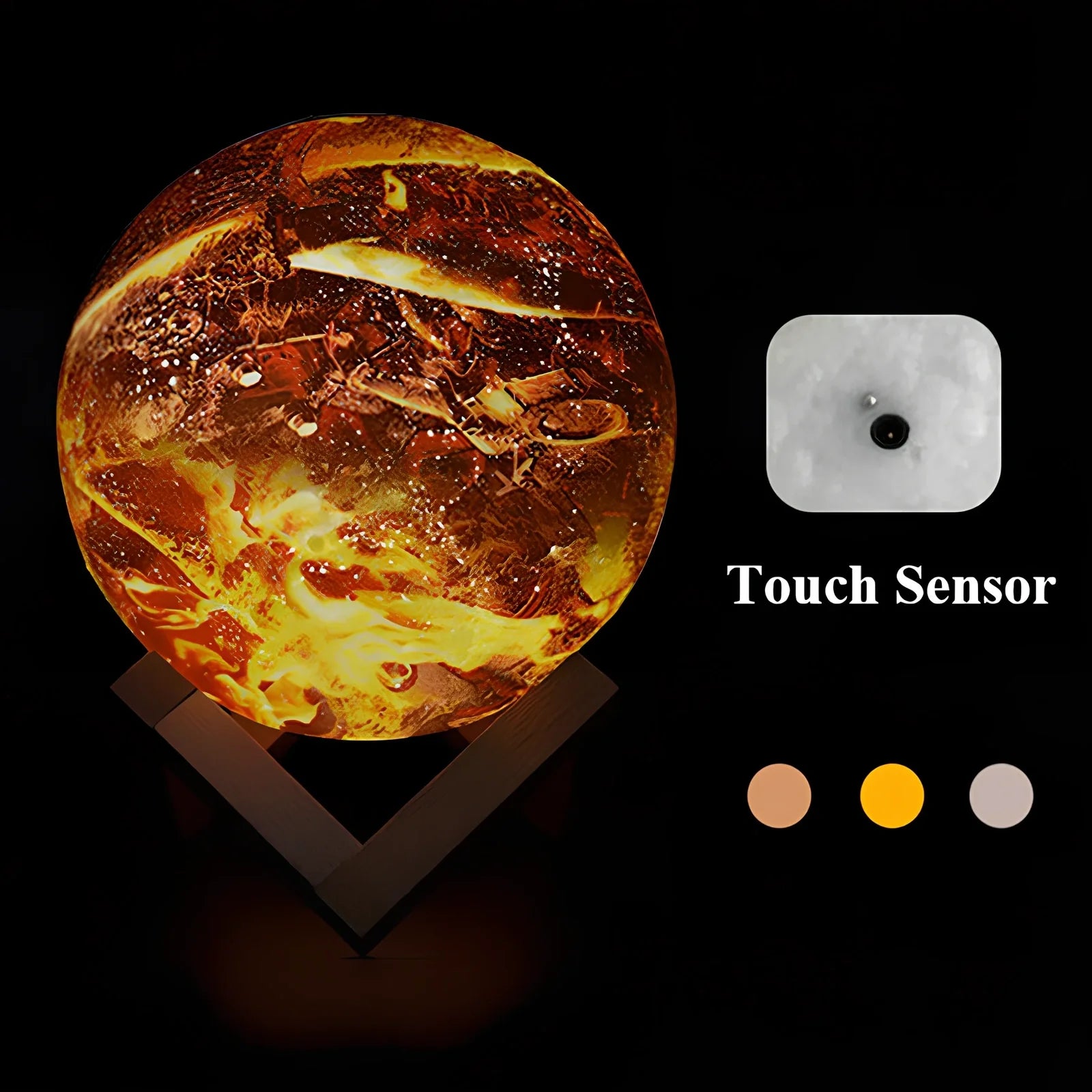 Painted flame LED 3D night light with 15cm diameter and 16 colour options