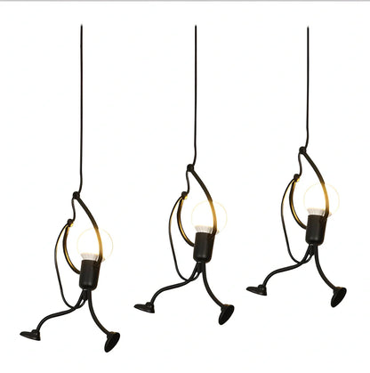 Black iron adjustable chandelier with 140cm height and three head lighting configurations
