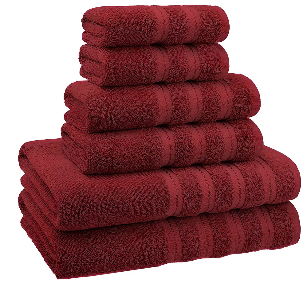 Long staple cotton towel set with three sizes: face cloth, hand towel, and bath sheet in navy blue
