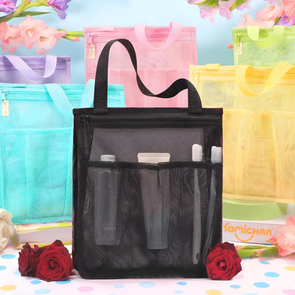Black swimming gym bag with dry wet separation compartments and mesh pocket