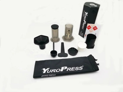 French Press Coffee Maker in gray, pink, blue, and orange with silicone and food-grade plastic construction