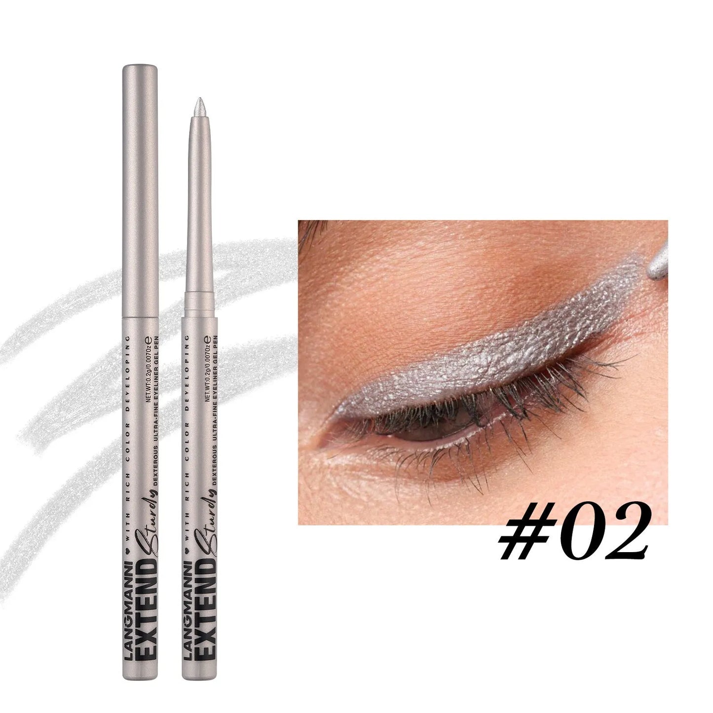 12 colourful gel glitter eyeliner pencils with matte and glitter finishes in waterproof formula