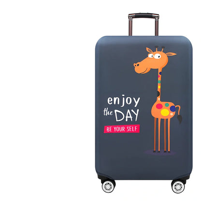 Elastic trolley case cover protecting luggage with polyester fabric, available in multiple sizes and patterns
