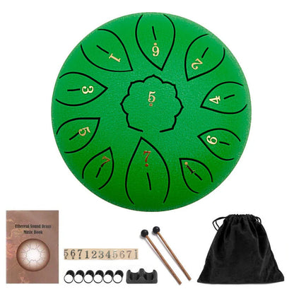 Ethereal 11-Tone Handpan Drum in various colors - premium steel instrument for meditation, yoga, and relaxation