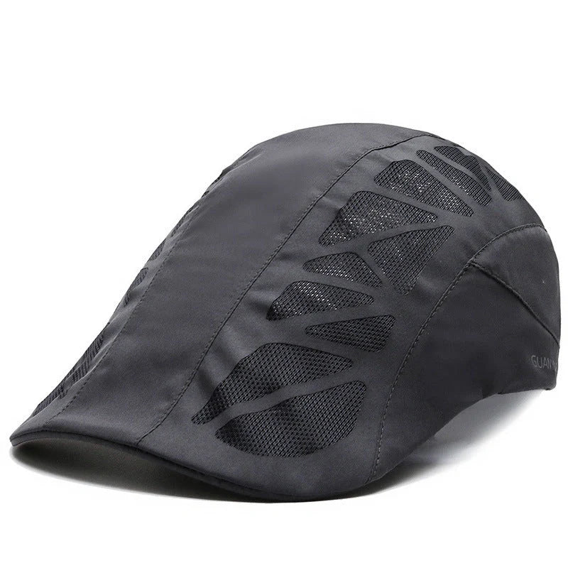 Mesh Beret Hat in black, gray, dark gray, and navy blue with adjustable fit for summer wear