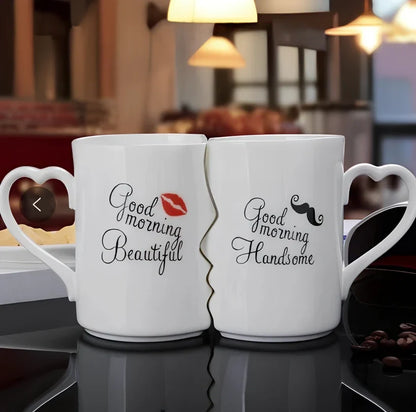 Pair of ceramic cups with 360ml capacity, high-temperature jade porcelain construction, four colour options