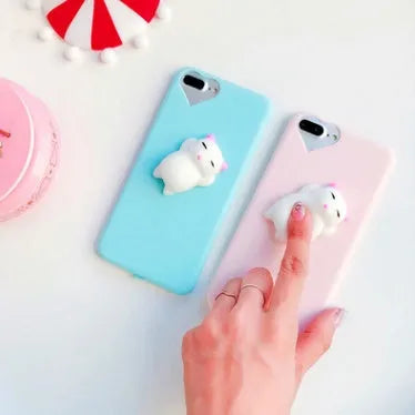 3D cartoon cat design silicone phone case for iPhone with soft TPU construction