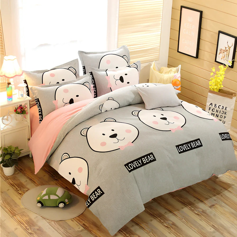 Cashmere cotton bedding set with reactive printed floral pattern in twill weave construction