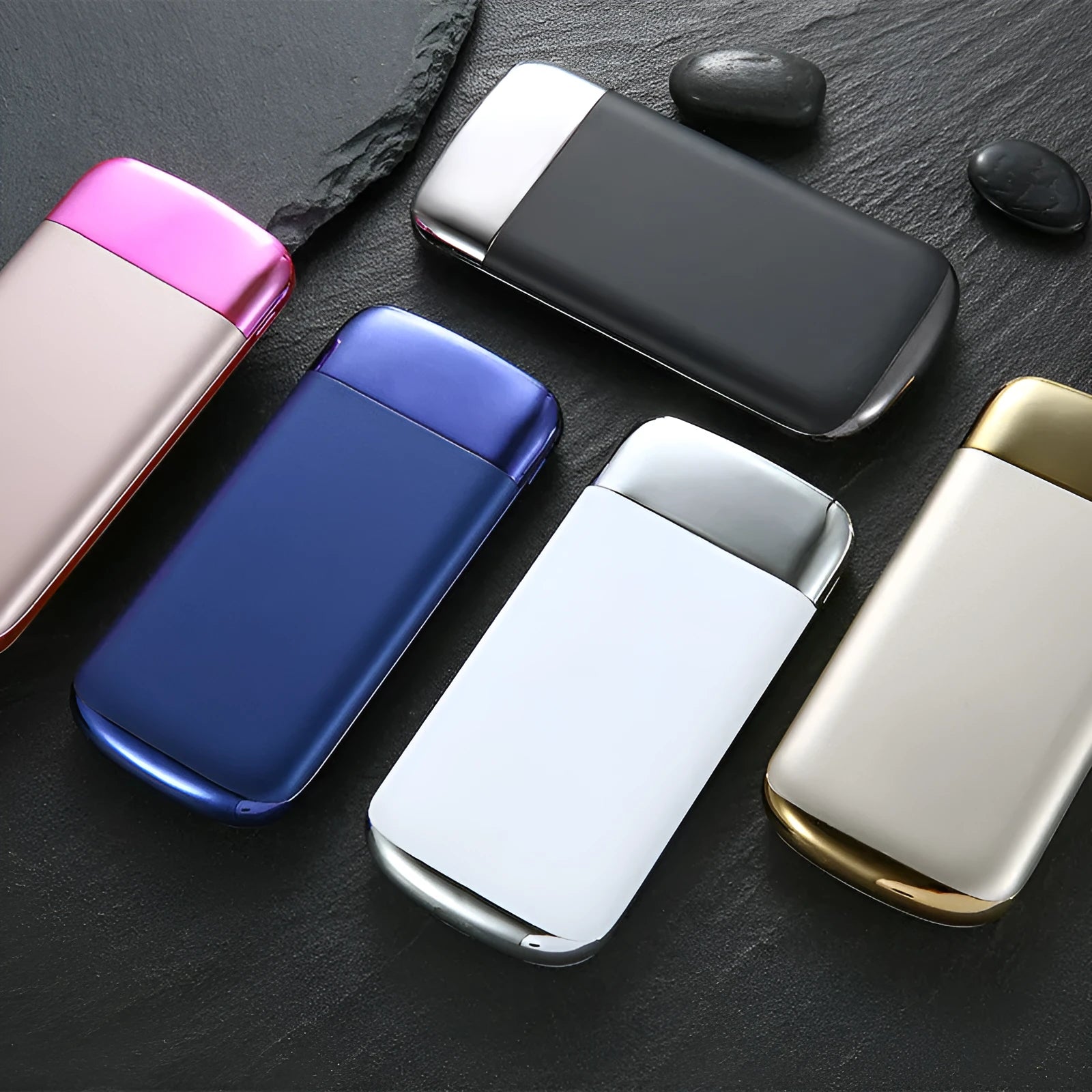 Y10 black portable power bank with LCD display showing battery percentage and two USB ports
