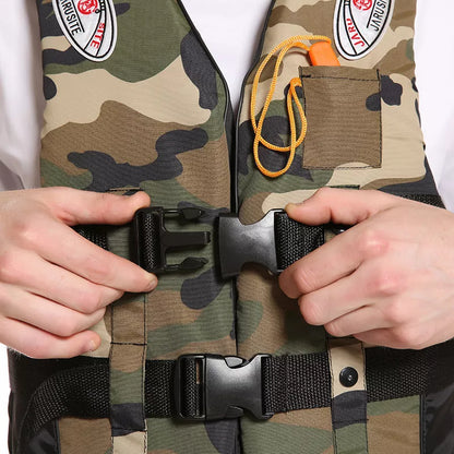 Child's life jacket with EPE foam buoyancy, reflective pads, and survival whistle