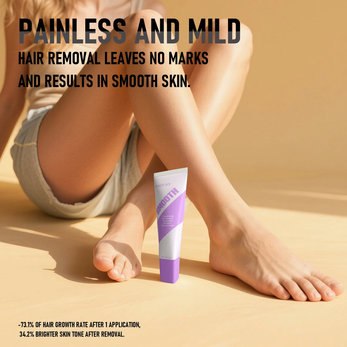 Pain free hair removal cream with moisturising formula and included scraper tool