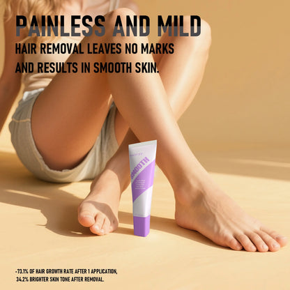 Pain free hair removal cream with moisturising formula and included scraper tool