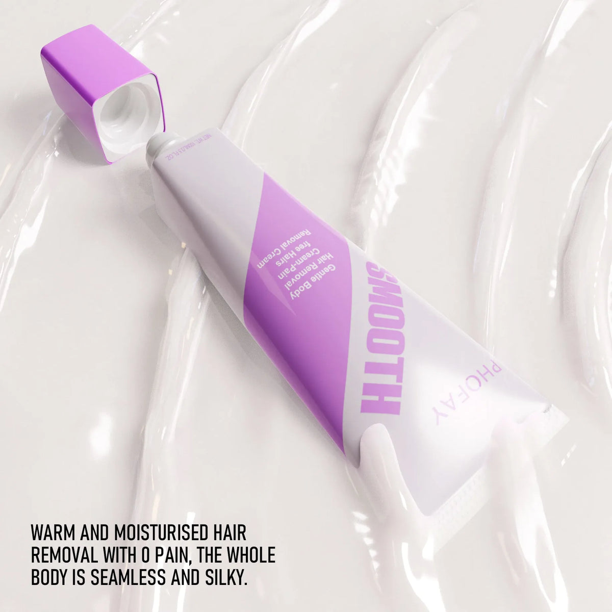 Pain free hair removal cream with moisturising formula and included scraper tool