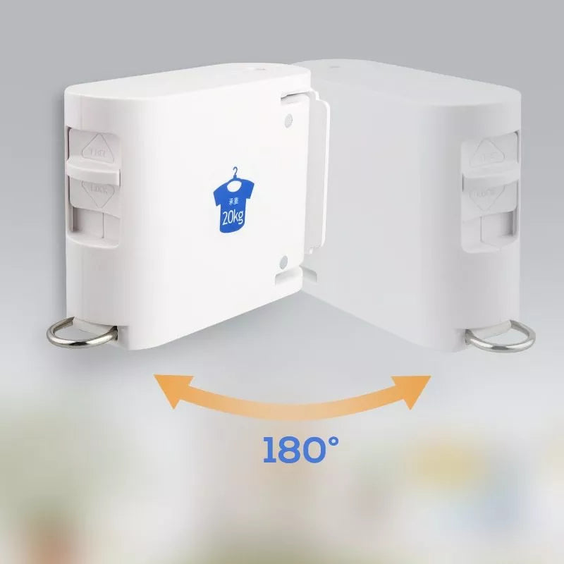 Telescopic balcony clothesline with white TPU rope and hanger holes for efficient drying