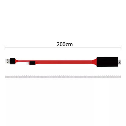 Type-C to HDMI Three-in-One Mobile Phone Projection Cable in black, white, and red