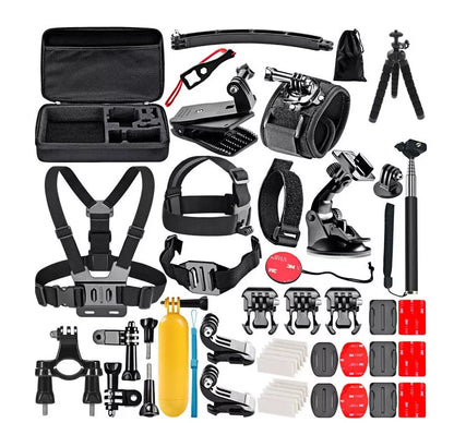 Camera accessories kit with 360-degree rotation clip and multiple mounts for versatile photography
