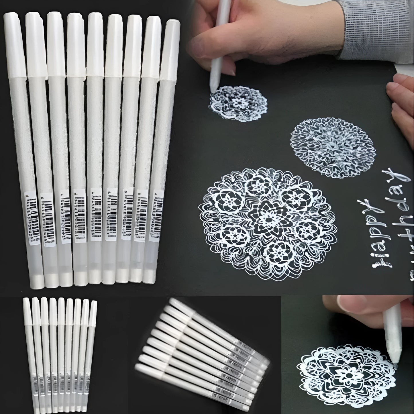 Touchnew black card hand-painted highlight pen with 0.8mm tip in golden silver white options