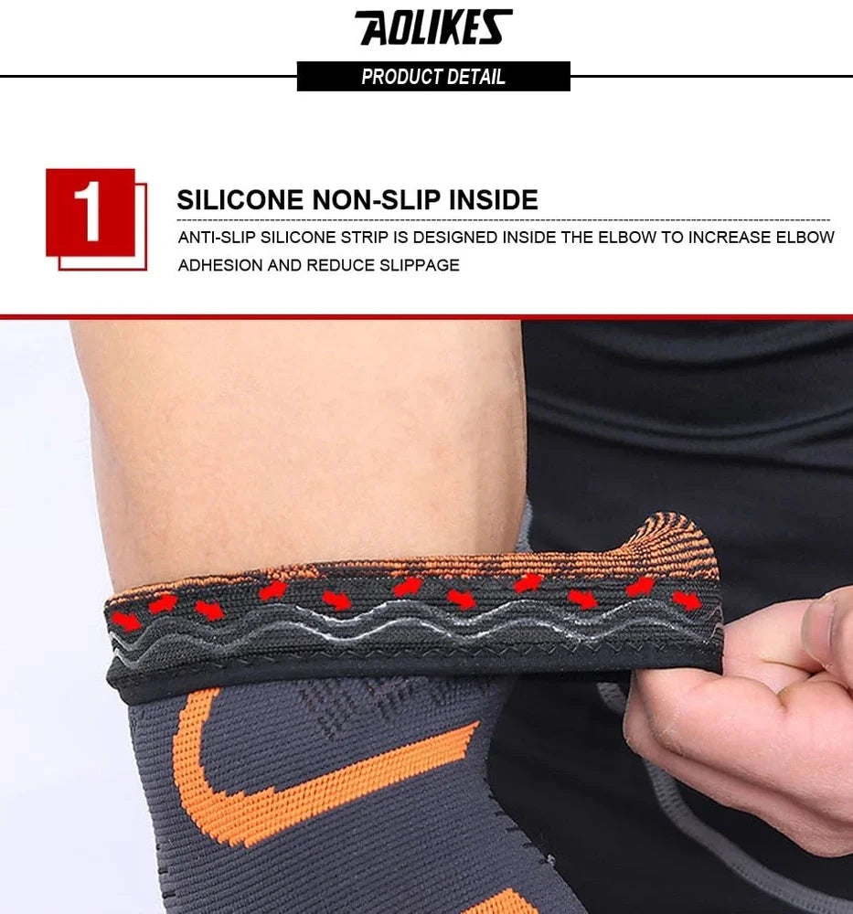 AOLIKES black elbow support with latex silk lining for basketball and volleyball sports compression
