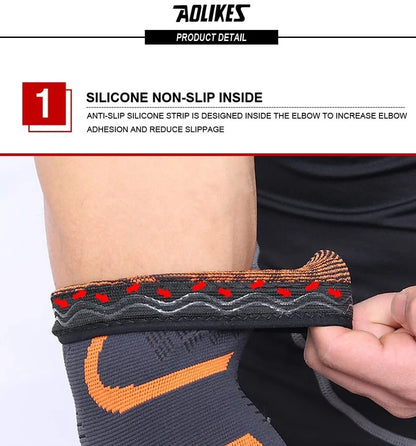 AOLIKES black elbow support with latex silk lining for basketball and volleyball sports compression