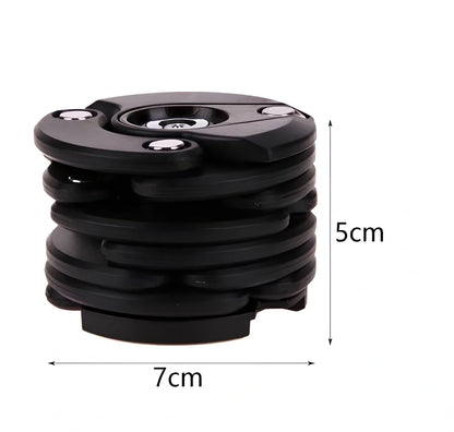 Black folding bicycle anti-theft chain lock, 585mm length with zinc alloy body and 3mm steel joints for secure bike protection