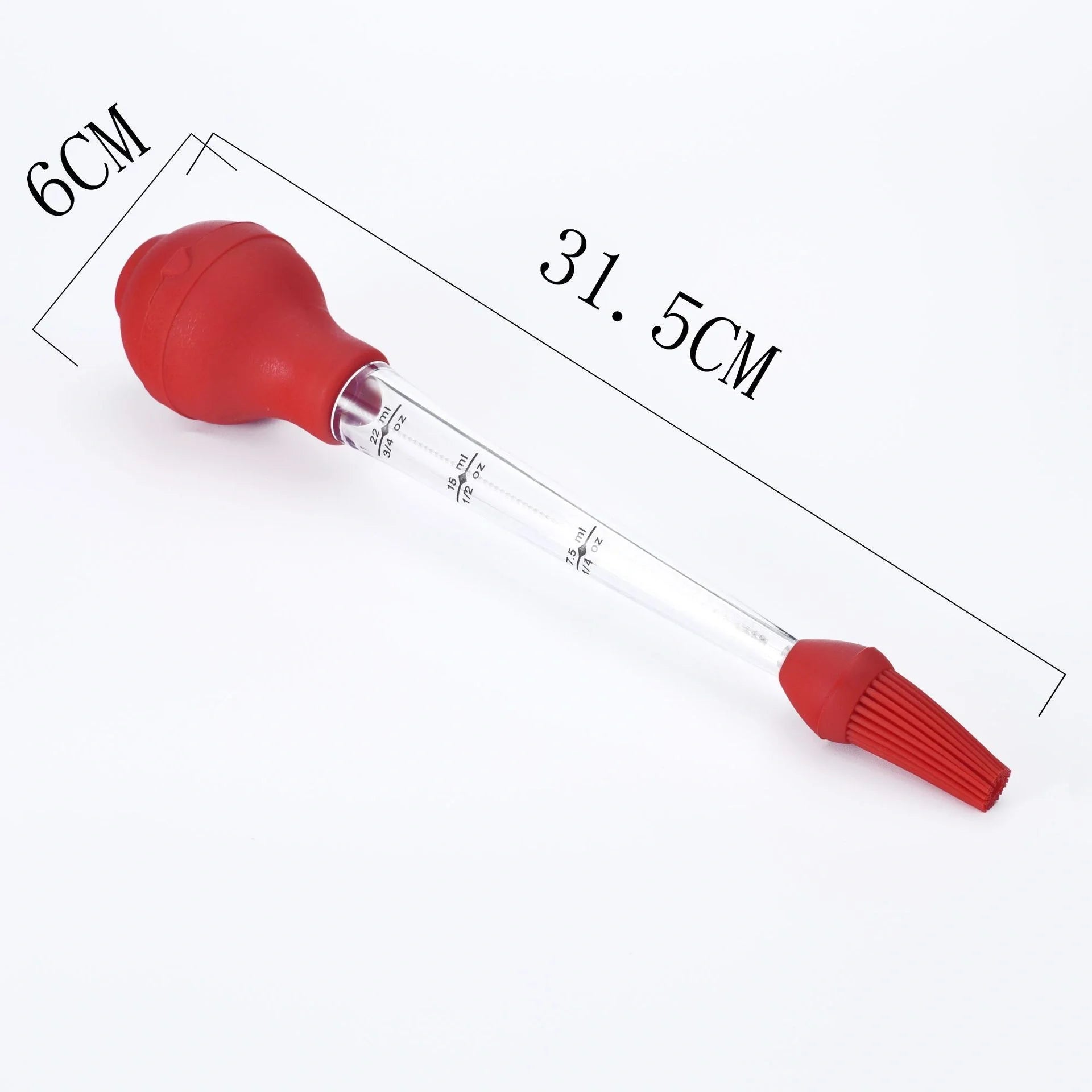 Drip oil seasoning tube with cleaning brush, 6.4X31.5cm, available in blue, green, and red