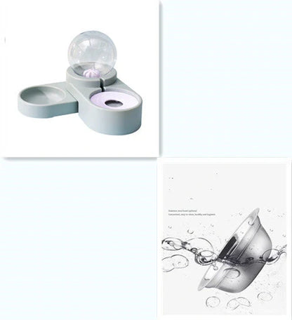 Automatic nonelectric pet water dispenser with bowl, 1.8L capacity, available in gray, blue, and pink