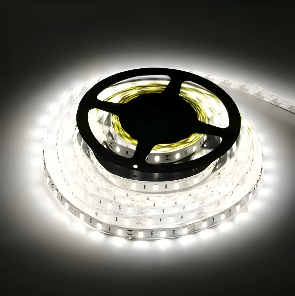 5m waterproof LED strip light with 60 LEDs per metre, white PCB 8mm wide, in white, warm white, or RGB.