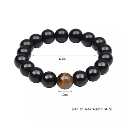 Hand-woven Tiger Eye Stone Bracelet in natural stone, sizes 8mm and 10mm