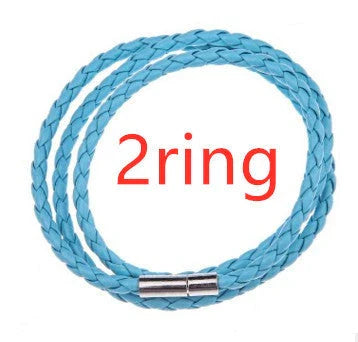 Personalized men's braided leather bracelet with stainless steel beads and custom name charm