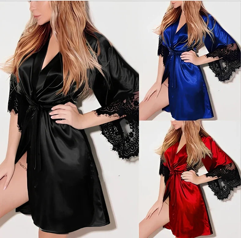 Women's adjustable strap lace nightgown in black with transparent detailing and shoulder straps