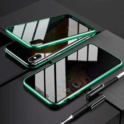 Anti-peeping magnetic clamshell phone case for Samsung Galaxy phones in multiple colours