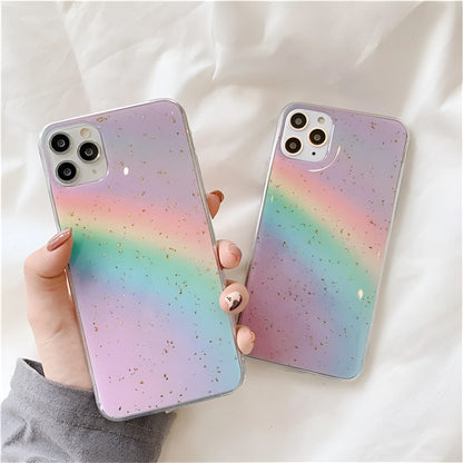 Rainbow gradient phone case with Japanese Korean stripes on TPU shell for iPhone models