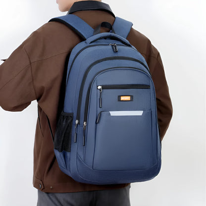 Grey casual Oxford cloth men's backpack with a breathable back panel