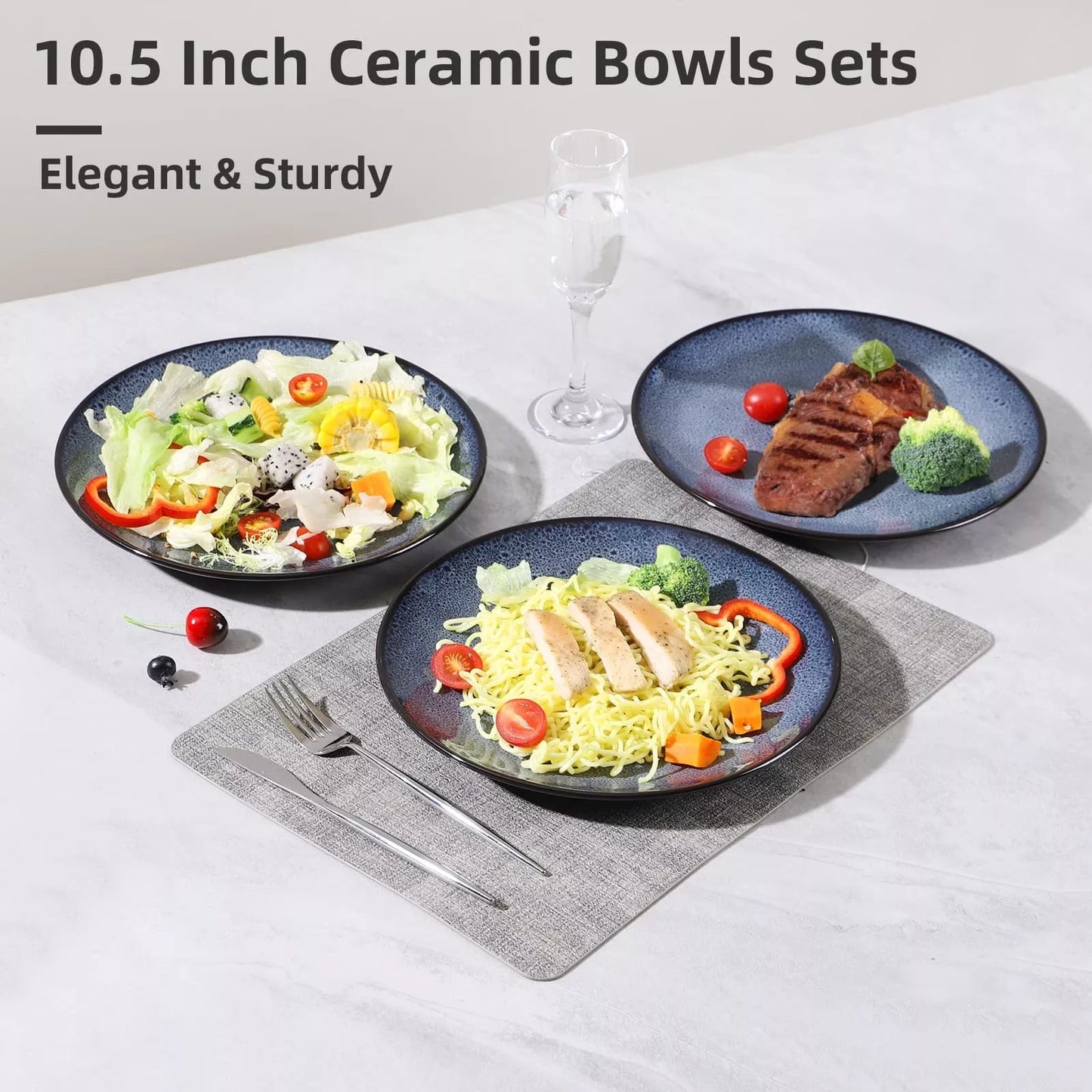 Ceramic steak plate set of 6 for versatile dining, dishwasher and microwave safe