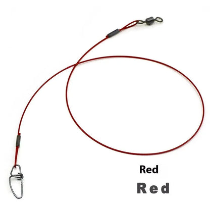 Green, black, and red 54cm steel wire fishing accessories with double buckle pins on fishing tackle